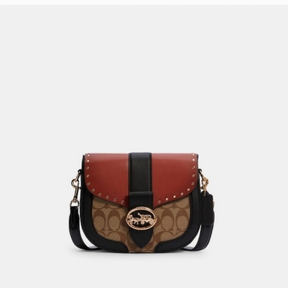 Coach Handbags - COACH STUDDED GEORGIE COLORBLOCK SADDLE BAG